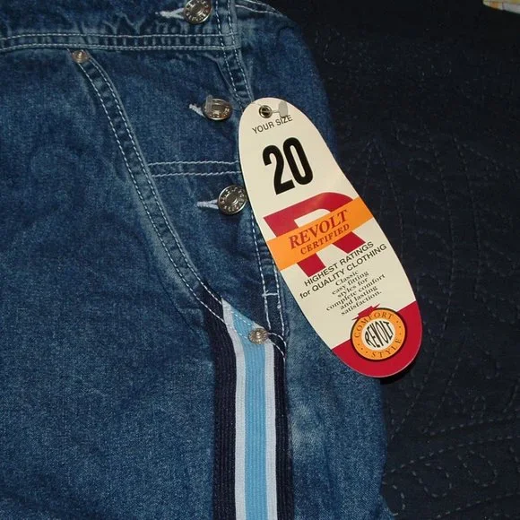LAST ONE!!! NEW Vintage Sz 20 Blue Denim Carpenter Style Bib Overalls REVOLT - Picture 8 of 10